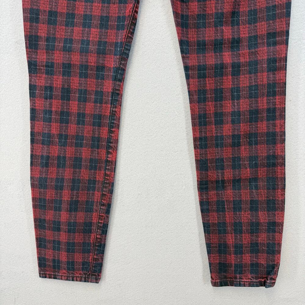 Joe's Jeans Women's 30 (10) Red Black Plaid Zip Skinny Moto Style Slash Pockets - Picture 5 of 14